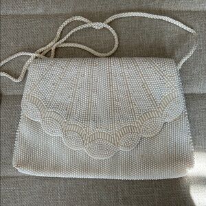 Elegant Cream Beaded Women's Bag